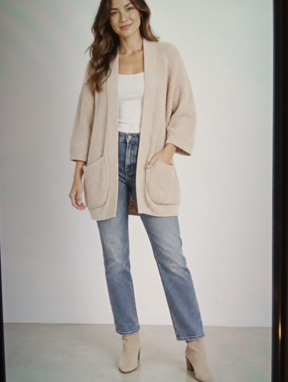 Pact Organic Cotton Chunky Open Front Cardigan Neutral Minimalist Cozy Womens Xs